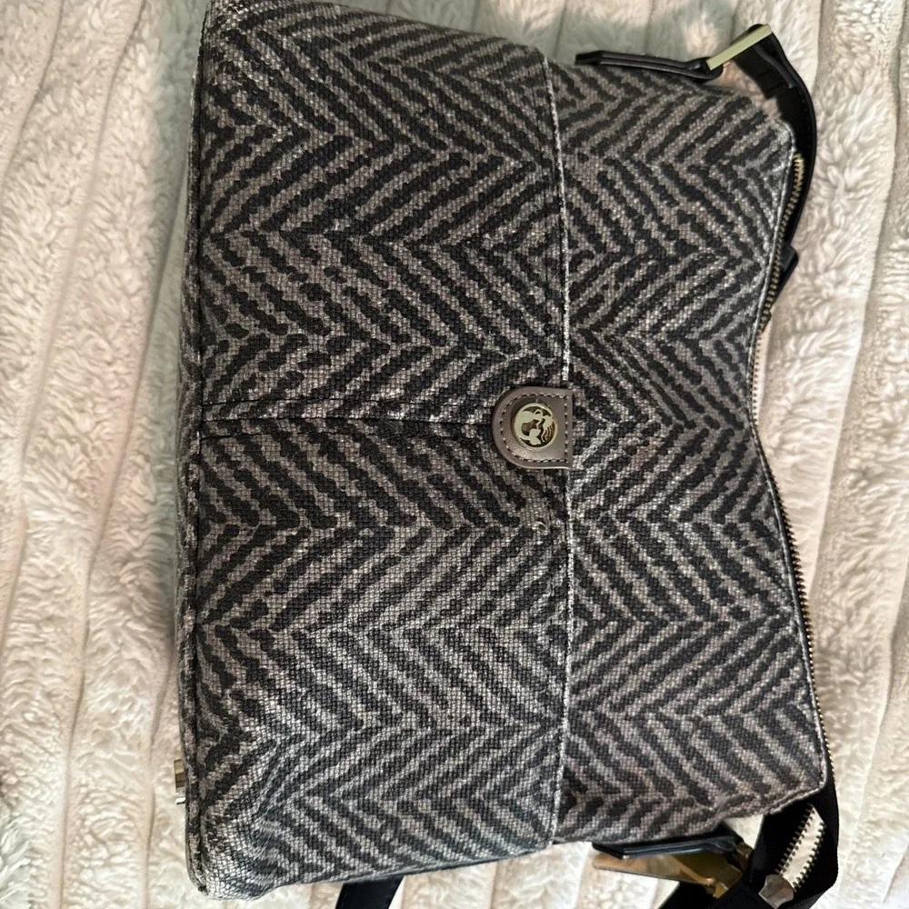 Spartina 449 Purse - Women's Shoulder Bag - Black/gray -‎ Linen And Leather B8